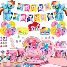 134 Pcs My Little Pony Geburtstags Deko Mädchen Party Geschirr Ballons Teller