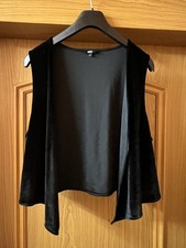 Schöne Damen Weste Samt Schwarz Shirt Jacke Gr. 50 XL 48/50 Ellos Überwurf 