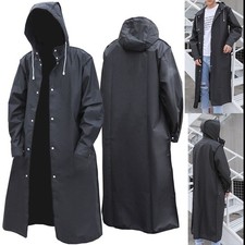 Unisex Regenmantel Wasserfest mit Kapuze Regenjacke Top Lang Mantel Work Außen