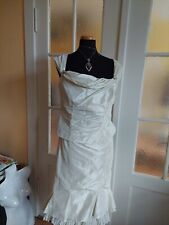 ❤vera Mont  Kostüm Corsage Rock gr.44  Creme Weiß Satinlook   