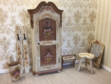  Garderobenschrank Handbemalt Garderobe Hocker Spiegel Garnitur Schirmständer