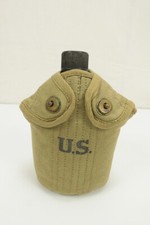 #1 Original US WW2 Feldflasche und Becher mit Repro Bezug