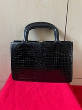 NEU Handtasche Krokodilleder schwarz von Lederwaren "Alligator" Merano 1968