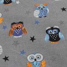 Eulen grau 100% Baumwollstoff