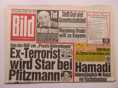 Bild zeitung vom 1989 - bild, 18.05.1989