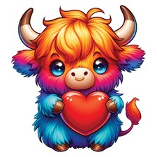 10x colorful Highland cow 9x9