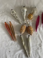 11 x alter Christbaumschmuck Glas Zapfen Nuß Eiszapfen  bunt Weihnachtsschmuck