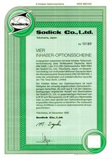 Sodick Co.,Ltd. 4 Inhaber - Optionssheine (Nr.10189)
