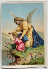 orig. Andachtsbild Heiligenbild antik Andachtsbildchen um 1920 Kind Schutzengel