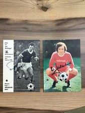 2 Autogrammkarten Franz Beckenbauer Wehncke und Adidas Werbung beide gelocht