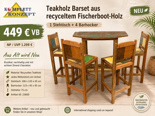 Teakholz theke barhocker - teakholz,