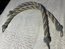 Zwei dicke Kordel Raffhalter Vorhang 10cm Umfang Posamente NEU Gold Silber grau