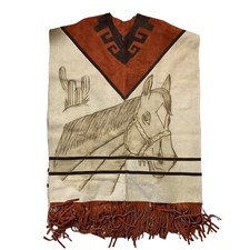 Vintage Damen Lederponcho Poncho - schwer - Mexico - Handmade - Pferd - KW3