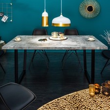 Moderner Esstisch LOFT 160cm grau Beton-Design schwarze Metallbeine Kufengestell