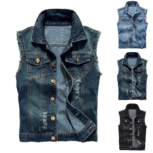 Herren denim gilet weste - herren,