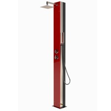 Solardusche rote Glasfront