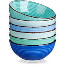 Steingut Suppenschale6erSet Salatschale Pastaschale Ceramisches Geschirr Blau...