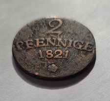 2 Pfennige Kupfer Münze Sachsen Weimar Eisenach 1821 recht selten