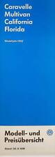 243842) VW Bus T4 Florida California Multivan - Preisliste - Prospekt 09/1991