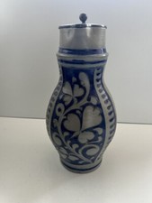 Steinkrug mit Zinndeckel Weinkrug Wasserkrug antik  32 cm