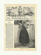 Naschkätzchen Kinder Puppe Bollerwagen Kirschen Hanfstaengl Holzstich E 3366