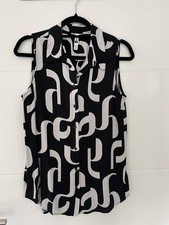 Bluse Ärmellos Schwarz Weiß