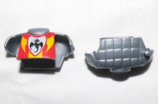 04072, 2x Rüstung, Panzerung, Oberteil, Samurai, Mongole, silber, bedruckt