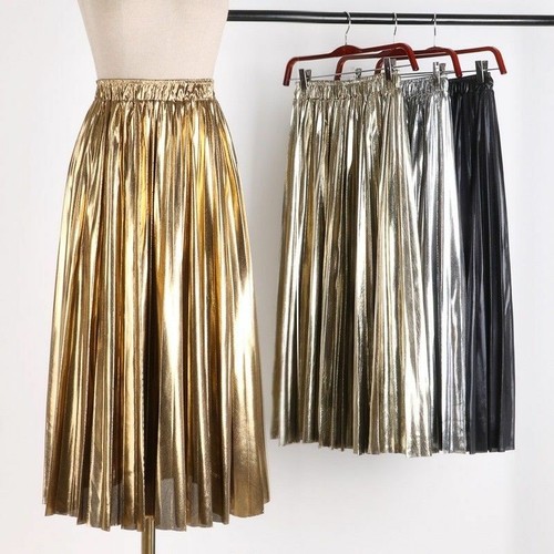 Damen metallisch faltenrock - damen,