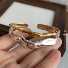 EDLES GOLD Armband 925 SILBER massiv Armkette WELLEN ARMREIF Armzange Zirkonia