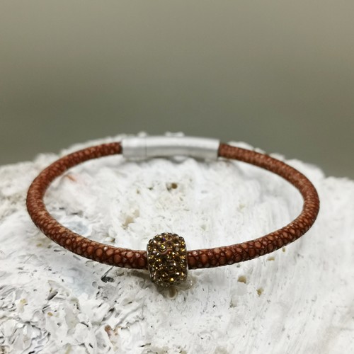 Rochenleder armband braun - rochenleder,