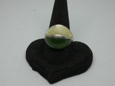 (8744) Designer Ring Silber 835 + grüner Stein Innen Ø ca.18 mm variabel