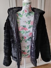 Neu Gr 40 Wendejacke Schwarz Webpelz Glanz Bader 