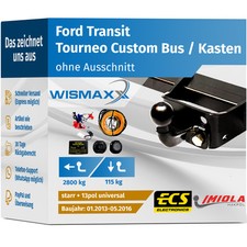 ANHÄNGERKUPPLUNG starr passt für Ford Transit/Tourneo Custom 13-16 +13pol E-Satz