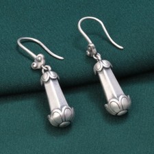 B35 Ohrringe Trapez und Blüten 925 Sterlingsilber