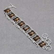 Facettiertes Rauchquarz Kissen Form Edelstein Handarbeit Modeschmuck Armband ...