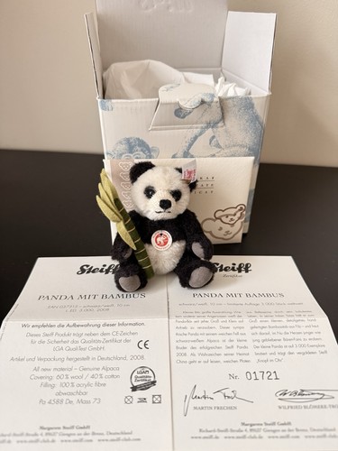 Steiff panda mit bambus - mit,