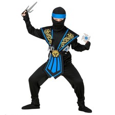 Samurai Outfit Blau Schwarz Kinderkostüm mit Waffen Ninja Kostüm 140  8-10 Jahre