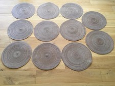 11 x Bast Platzset rund ca. 39 cm Ø waschbar Tischset Untersetzer braun meliert