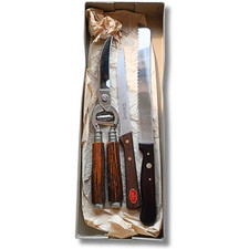 Omega Solingen Küchenmesser-Set mit Geflügelschere Vintage Holzgriff
