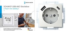 Busch-Jaeger SCHUKO USB Steckdose 20 EUCB2USBAC-914 Ladesteckdose alpinweiß Bala