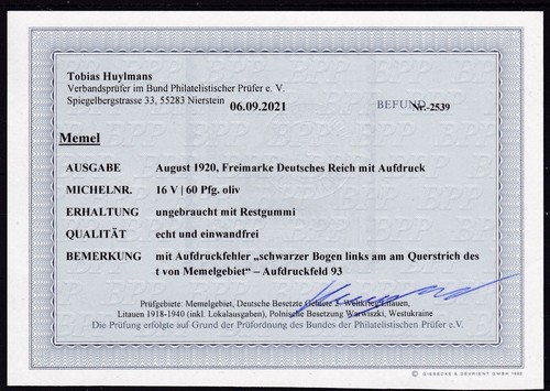 Memel mit befund - nr., 16