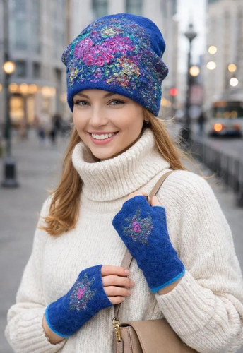 Gefilzte merinowolle beanie - gefilzte,
