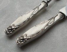 *RAR* Riesges 2-tlg. Tranchierbesteck Jugendstil Nelkendekor in 800er Silber