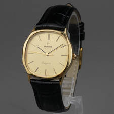 RADO Elegance Herrenuhr Automatik Gold 32mm Vintage Neu Lederband