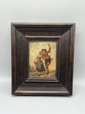 TANZENDES PAAR - GERAHMT, SIGNIERT (UNLESERLICH) | ÖL AUF HOLZ - P.