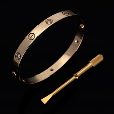 Cartier Love Armreif, klassisches Modell, mit 6 Diamanten Gelbgold 750 Größe 17