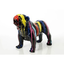 Dekofigur Hund - Mehrfarbige Polyresin-Bulldogge, 90x45x70 cm