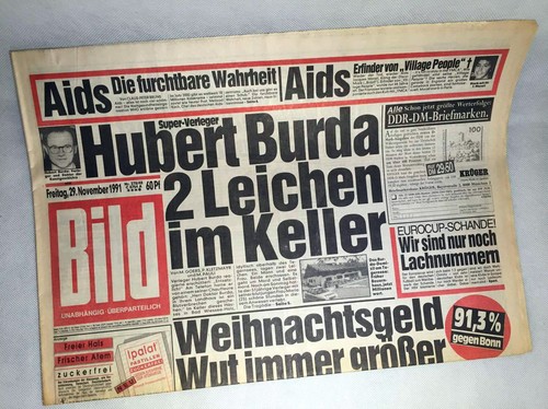 Bildzeitung vom 1991 zum - bildzeitung, 29.11.1991