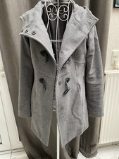 Dufflecoat, Benetton, Grau, Gr. 36, 80% Wolle, Kapuze.