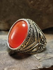 Damen Statement Ring in Silber Gr 58 schöner großer Retro Stein kleiner Fehler